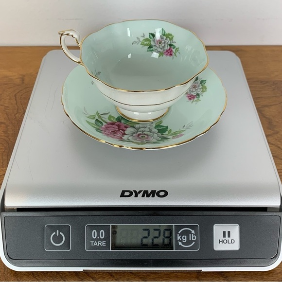 Paragon Teacup Saucer Set Mint Green Red White Roses Single Warrant Bone China - Picture 15 of 15